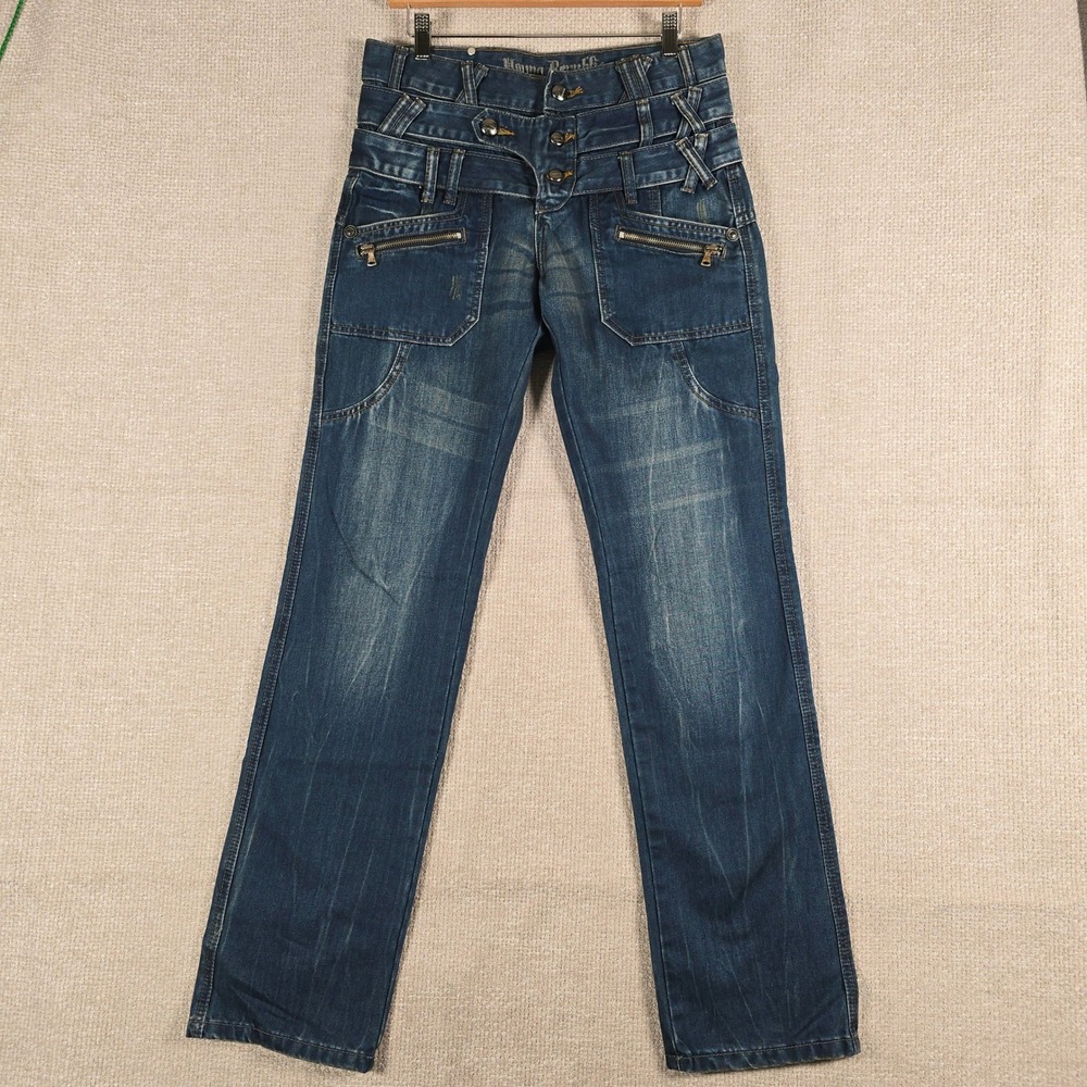 Young Republic Jeans Mens 31x34 Blue High Waist Triple Button Cargo Y2K McBling